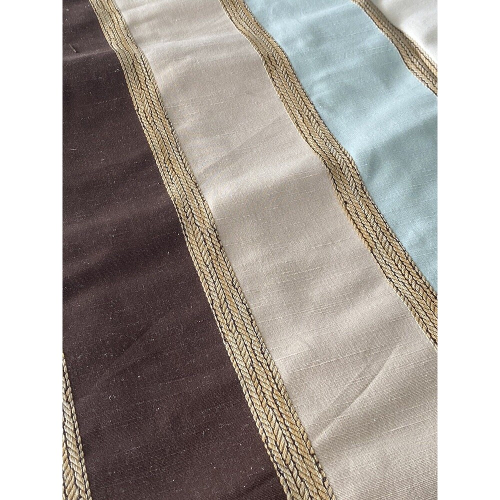 Upholstery Fabric 12 Yards Vertical Stripes Maroon Cream Blue Silky Texture NEW